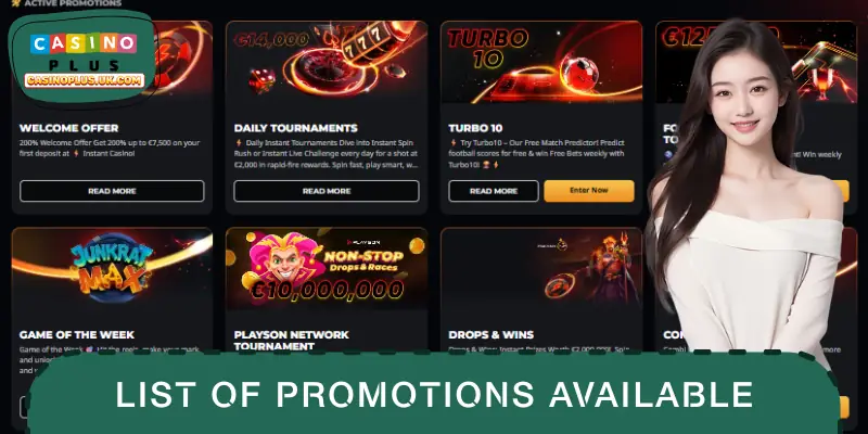 List of promotions available on CASINO PLUS